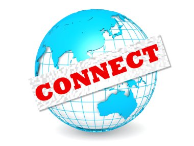 Globe with connect word clipart