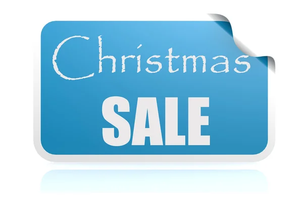 Vánoční prodej modrá nálepka — Stock fotografie