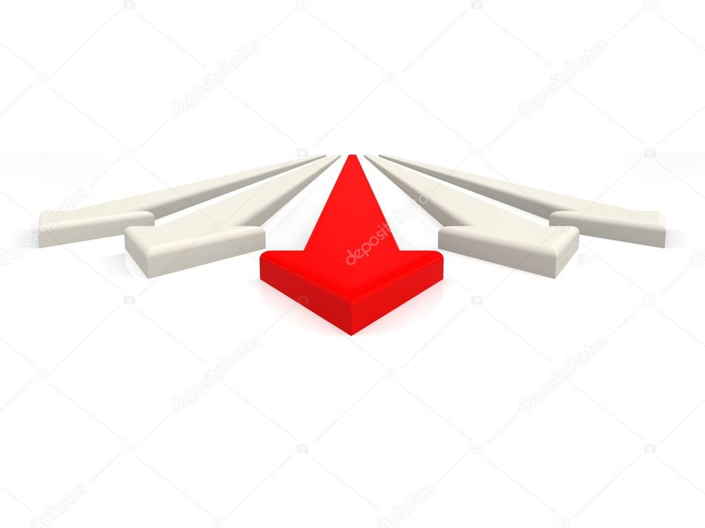 Red leading arrow