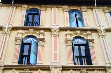 Window of old building in Chinatown Singapore clipart