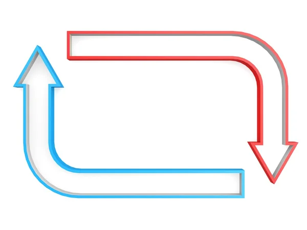 빨간색 파란색 사각형 화살표 — 스톡 사진