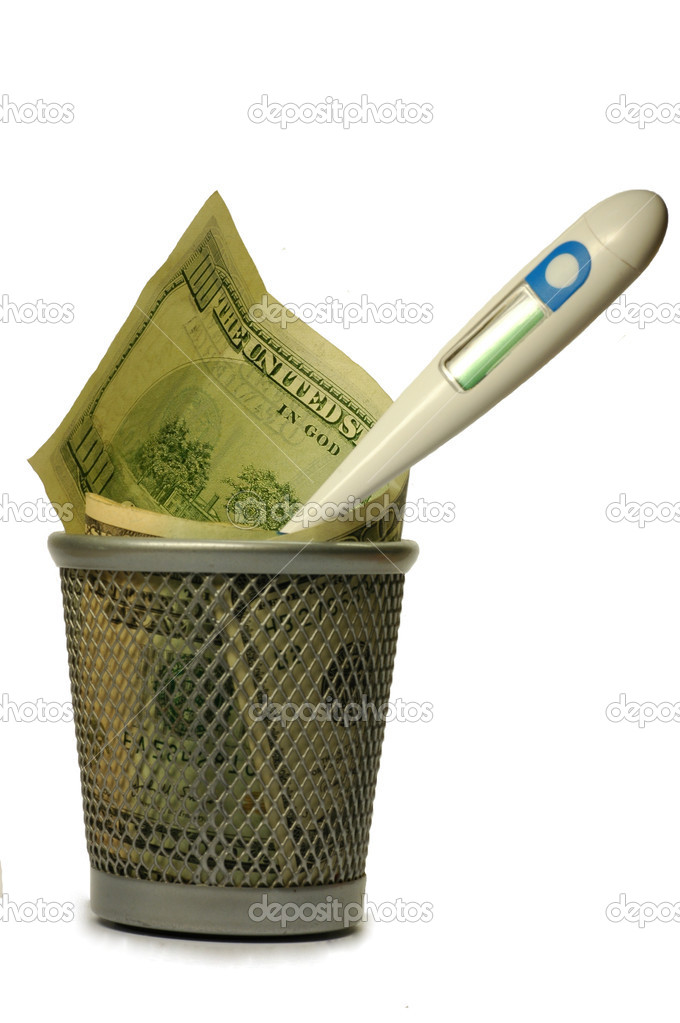 USA money and thermometer