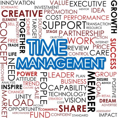 Time management word cloud clipart