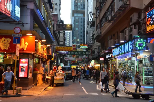 Street view of Hong Kong at night Stock Image