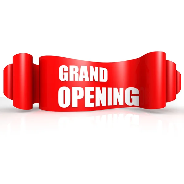 Grand opening red wave ribbon — Stock Photo, Image