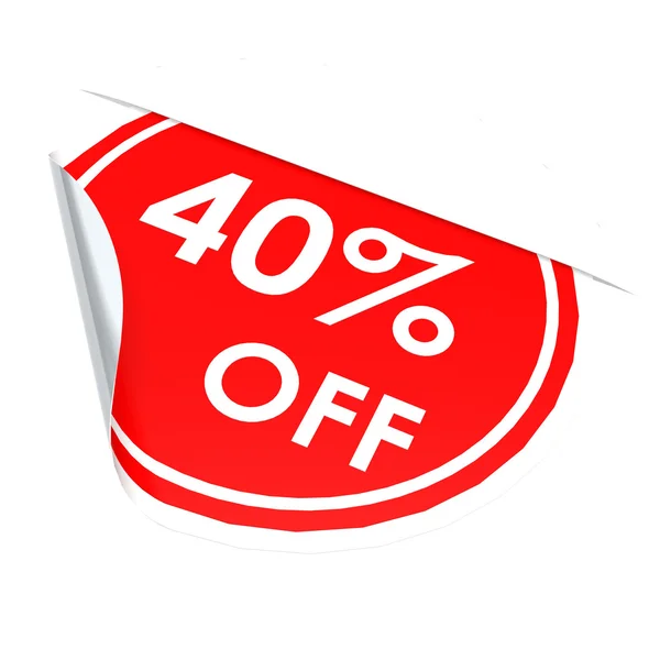 Red circle label 40 percent off — Stock Photo, Image