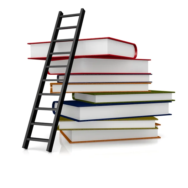 Zwarte ladder en boek — Stockfoto