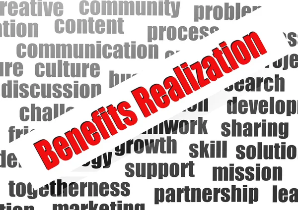 Benefits realization word cloud — Stock Photo, Image