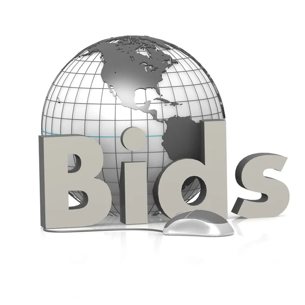 Bids, globe and mouse — Stock Photo, Image