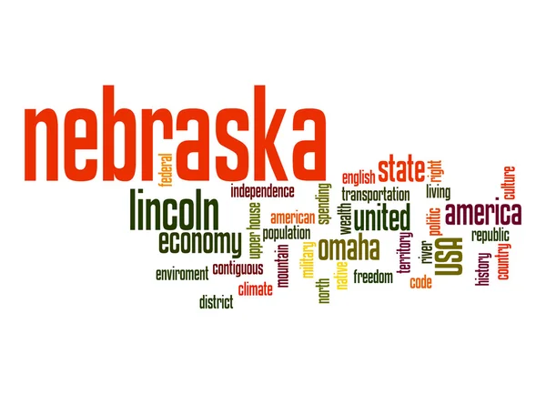 Chmura słowa Nebraska — Zdjęcie stockowe