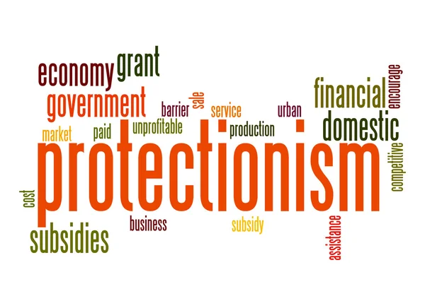 Protekcionizmus szó felhő — Stock Fotó