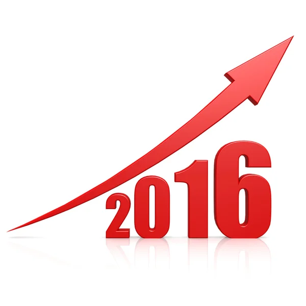 2016 growth red arrow — Stock Photo, Image