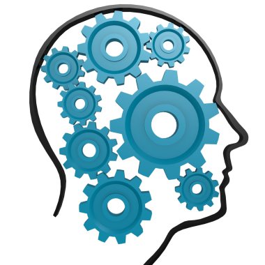 İnsan kafa dişli mavi