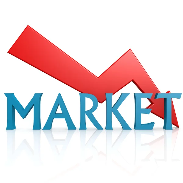 Arrow down market — Stock Photo, Image