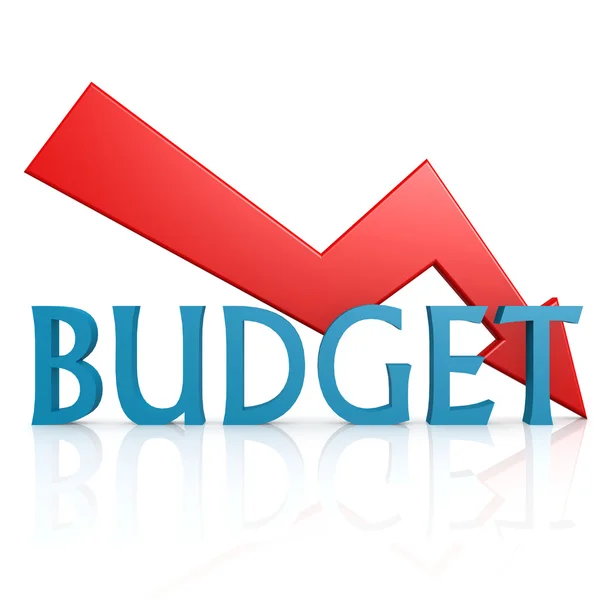 Arrow down budget — Stock Photo, Image