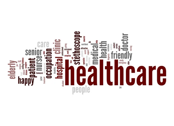 Hälso-och sjukvård ord moln — Stockfoto