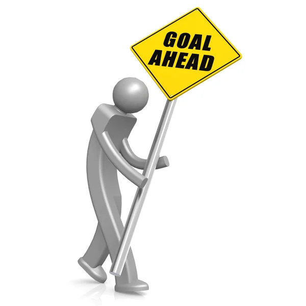 Man with goal ahead road sign — Stock Photo, Image