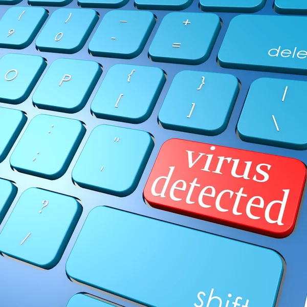 検出されたウイルスのキーボード — ストック写真