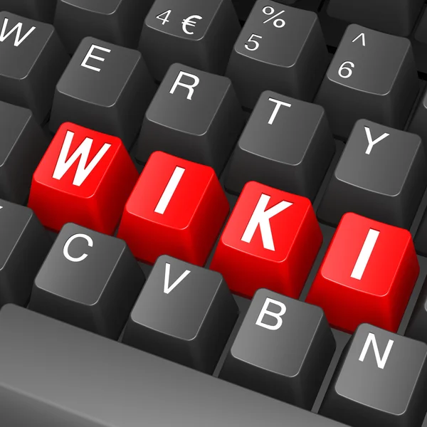 Schwarze Tastatur mit Wiki-Wort — Stockfoto