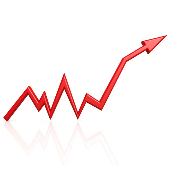 Graph up red arrow — Stock Photo, Image