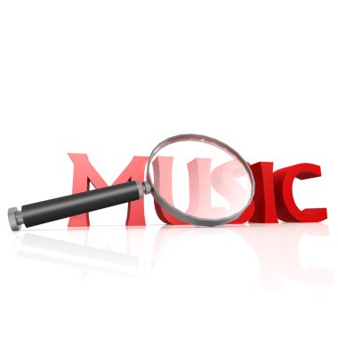 Büyüteç ile kırmızı müzik kelime