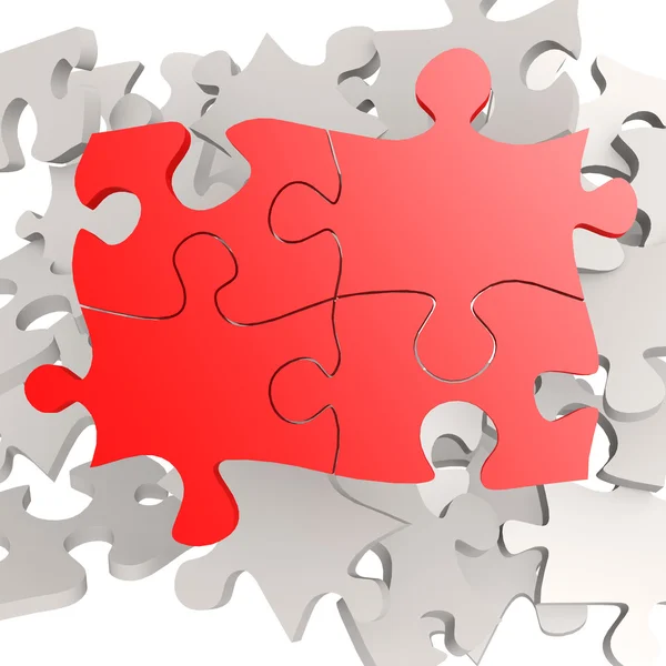 Puzzle jigsaw red — Stock Photo, Image