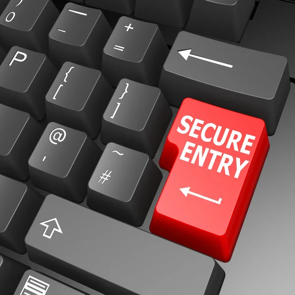 Secure entry key on computer keyboard — Stock Photo, Image