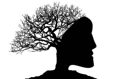 İnsan yüzleri ve ağaç silueti, 3 boyutlu görüntüleme