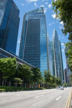 Singapur - 11 Ekim 2021: Singapur 'daki Marina Körfezi Finans Merkezi. Marina Körfezi Finans Merkezi Marina Körfezi 'nde yer almaktadır.