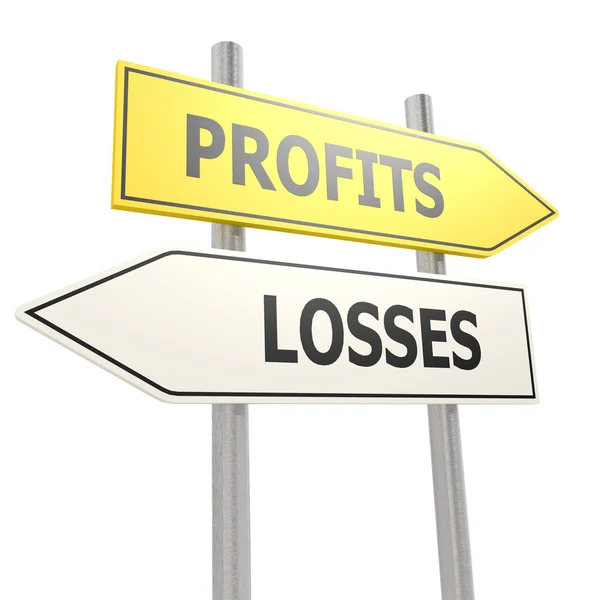 Profits losses road sign — Stock Photo, Image