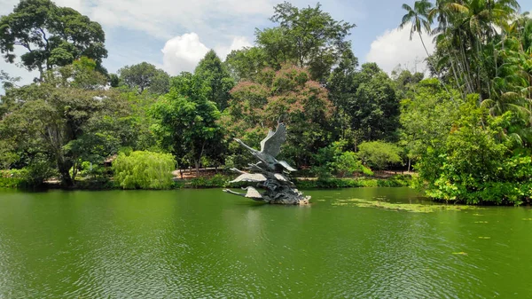 Singapore Oct 2021 Flight Swans Sculpture Swan Lake Singapore Botanic — Stock Photo, Image