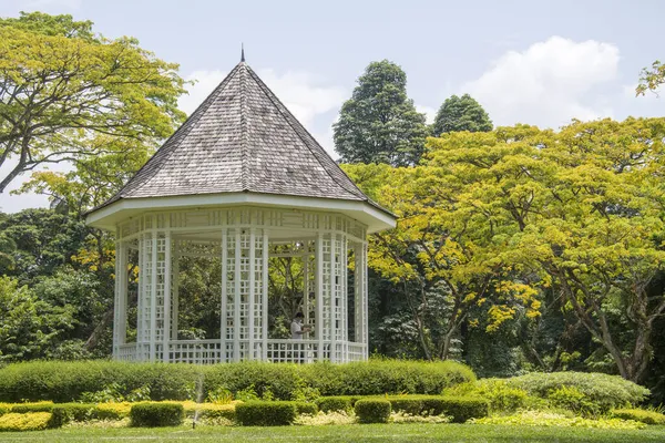 Singapor Okt 2021 Gazebo Witte Muziekkraam Singapore Botanic Gardens Achthoekige — Stockfoto