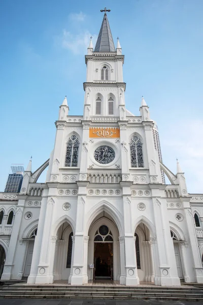 2021年10月24日 新加坡哥特式教堂Chijmes的外部视图 Chijmes是一个历史性建筑建筑群 也是新加坡的国家纪念碑 — 图库照片
