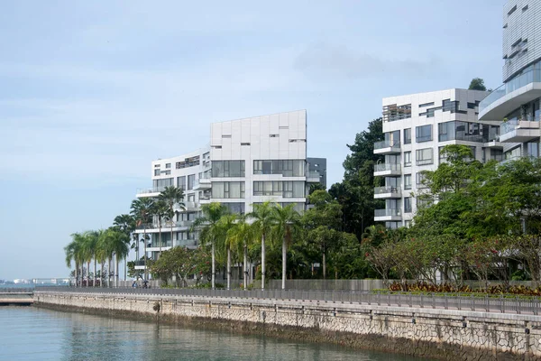 Singapur Dic 2021 Vista Bahía Keppel Con Residencia Moderna Ciudad — Foto de Stock