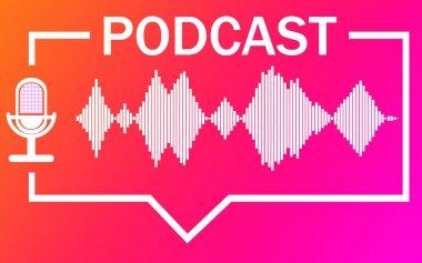 Mikrofonlu Podcast simgesi, 3 boyutlu görüntüleme
