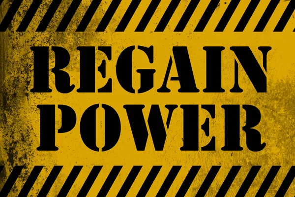 Opnieuw Power Sign Geel Met Strepen Rendering — Stockfoto