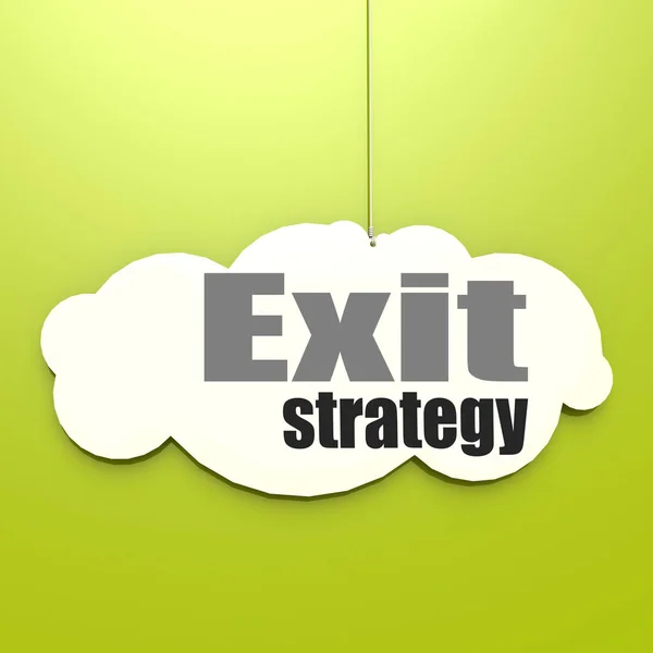 Exit Strategy Word White Cloud Green Background Rendering — Stock Photo, Image
