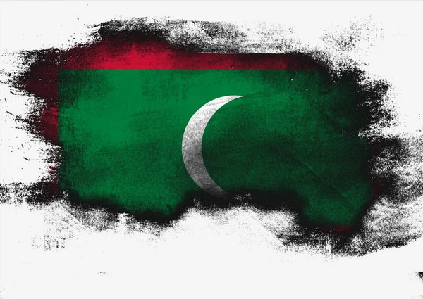 Maledivy Vlajka Malované Štětcem Bílém Pozadí Vykreslování — Stock fotografie