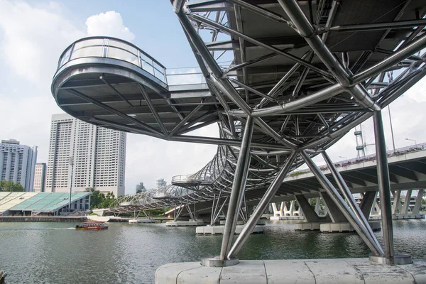 Singapur Marca 2022 Most Helix Marina Bay Area Singapore Łączy — Zdjęcie stockowe