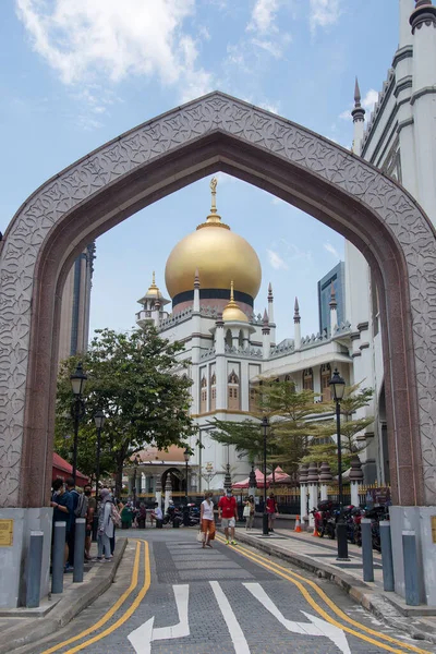 Singapur Mar 2022 Mescid Sultan Ile Singapur Sokak Manzarası Cami — Stok fotoğraf