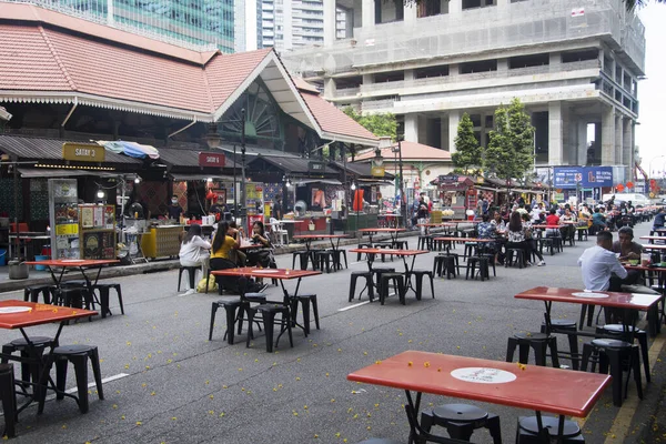 2022年3月13日 新加坡 新加坡刘帕卫星萨特街 Lau Sat Satay Street 这是个户外餐厅 只有新加坡的萨台街 — 图库照片