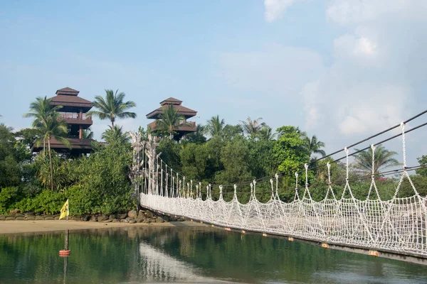 Singapour Avril 2022 Pont Suspendu Palawan Beach Sentosa Singapour Palawan — Photo