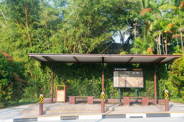 Singapura Apr 2022 Paragem Ônibus Localizada Ilha Sentosa Singapura Sentosa — Fotografia de Stock