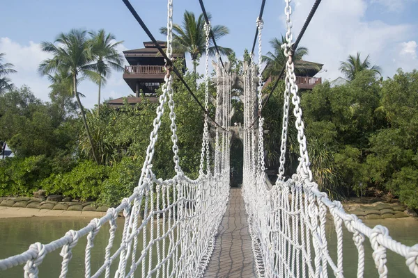 Cingapura Abril 2022 Palawan Beach Ponte Suspensa Sentosa Singapura Palawan — Fotografia de Stock