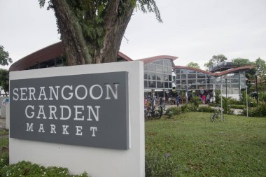 Singapore- 9 Apr, 2022: View of Serangoon Garden Market in Singapore. It is a breakfast and lunch place in the neighbourhood clipart