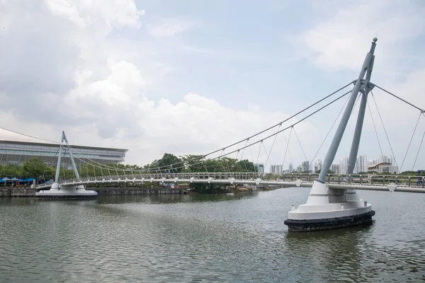 Singapur Marca 2020 Tanjong Rhu Suspension Bridge Przed Tanjong Rhu — Zdjęcie stockowe