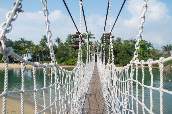 Сингапур Апреля 2022 Года Палаван Бич Висит Мост Сентосе Сингапур — стоковое фото