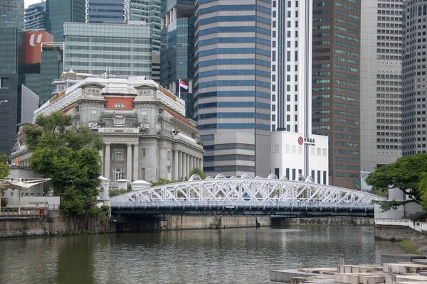 Singapur Kwi 2022 Widok Most Andersona Rzece Singapur Anderson Bridge — Zdjęcie stockowe