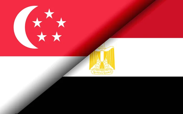 Flags Singapore Egypt Divided Diagonally Rendering — Stock Photo, Image