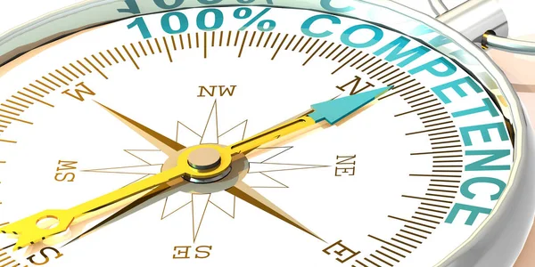Kovový Kompas 100 Kompetencí Slovo Vykreslování — Stock fotografie